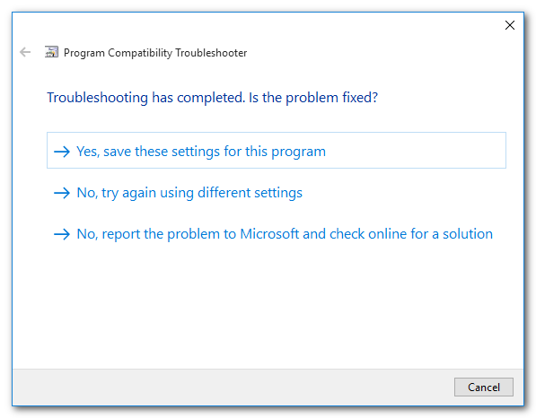 Click "Yes, save these settings for this program"